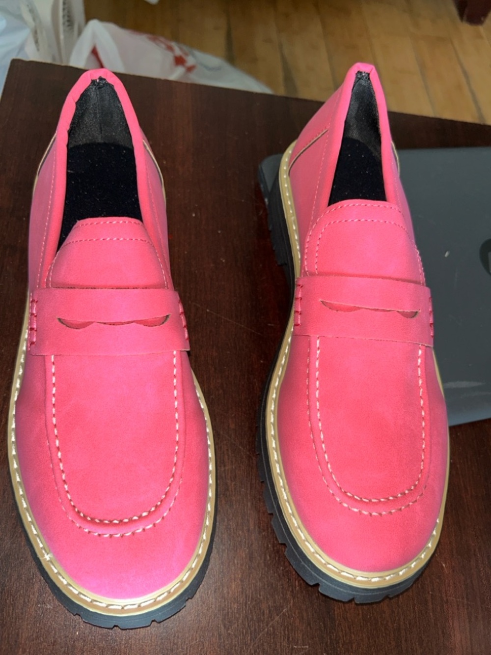 Women's Pink Slip-On Loafers - Classic Penny Loafer Style - Picture 3 of 6
